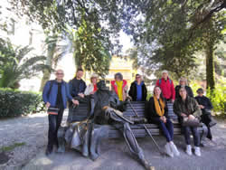 In Montecatini Terme, with the statue of Giacomo Puccini
