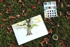 drawing of a tree and colors